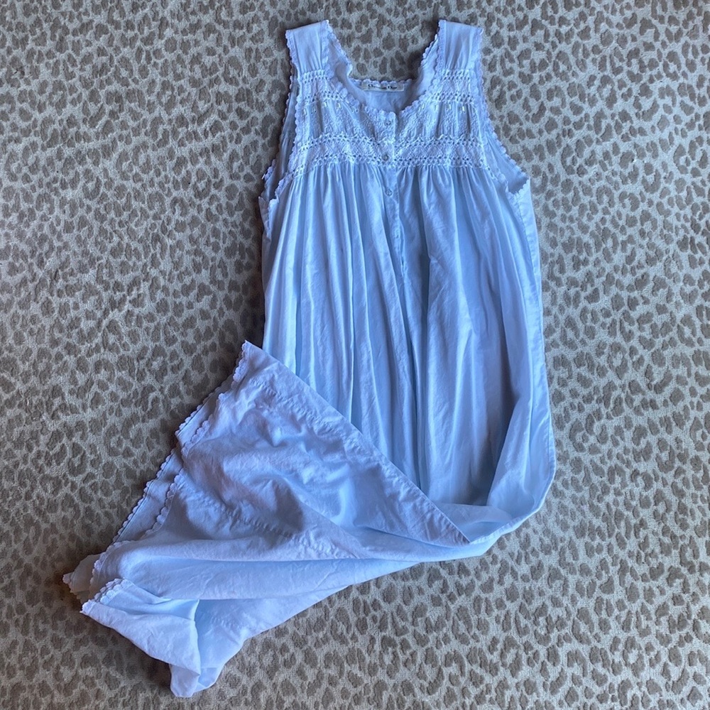 Dior White Lace Trim Pajama Dress